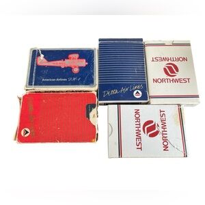 Vintage Delta, American and Northwest Airline playing cards 5 decks total